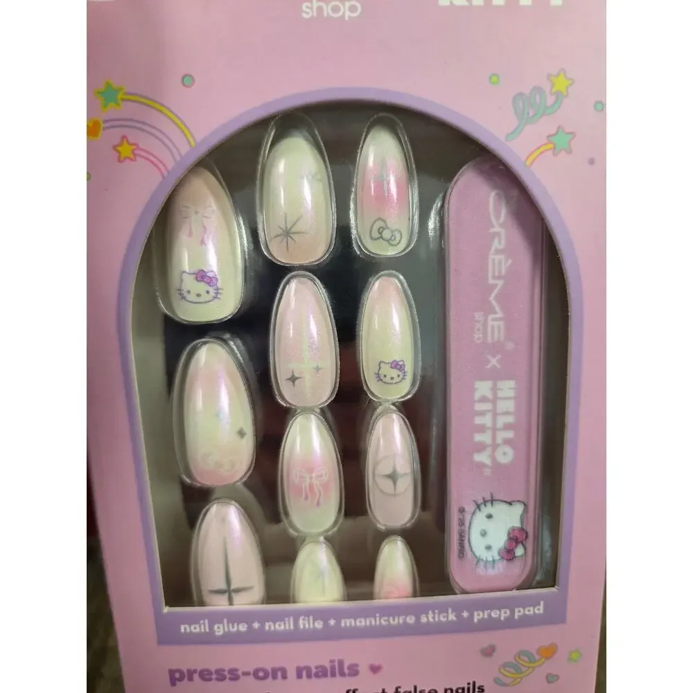Hello Kitty x The Crème Shop Press-On Nails Set of 28 Purple Cat Eye Almond x2